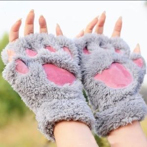 😺Super soft and super cute kitty cat open glove mitten paws